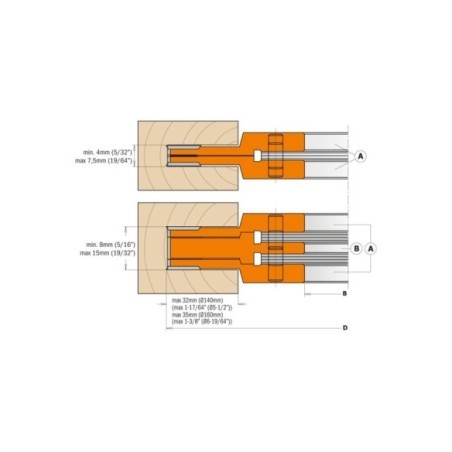 Set di teste portacoltelli per incastri regolabili (3 pz.)